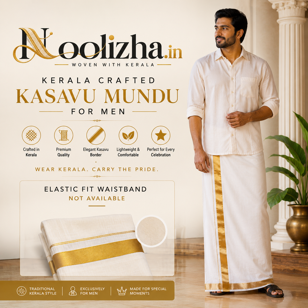 Kerala Handcrafted Kasavu Mundu